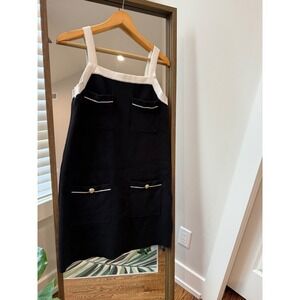 English Factory Women Dress M Black Knit Mini preppy old money Anthropologie